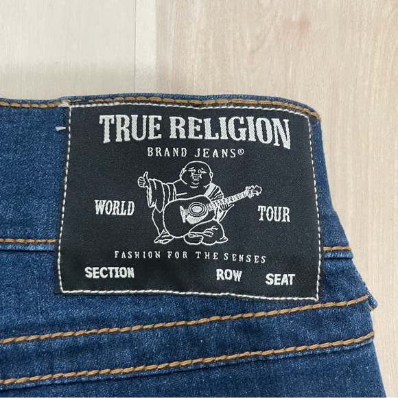 NWT True Religion Mens 34 Jean Shorts Ricky Relaxed Straight Flap Big T Dark Raw - Picture 6 of 11